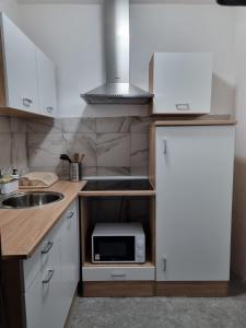 a small kitchen with a sink and a microwave at Apartment Rino in Rijeka +9 photos
