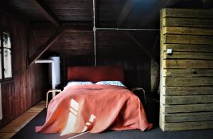 Postel nebo postele na pokoji v ubytování Chata nad Dziką Orlicą z jacuzzi