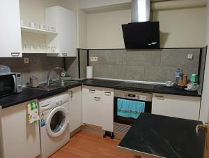 a kitchen with a sink and a washing machine at Apartamento Patiño en Marín in Marín +10 photos