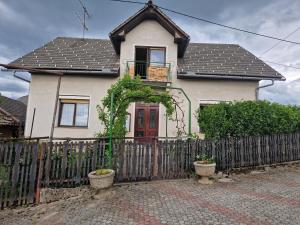 una casa blanca con una valla delante en Dreamcatcher & Retro Hostel, en Žužemberk