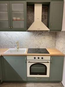 Kuchyň nebo kuchyňský kout v ubytování Loutraki apARTment