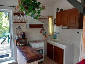 a small kitchen with a stove and a sink at IL NON TI SCORDAR DI ME in Valbravenna