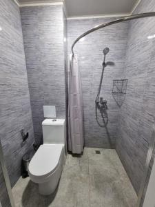 ein Bad mit einem WC und einer Dusche in der Unterkunft ReveL HoteL in Taschkent