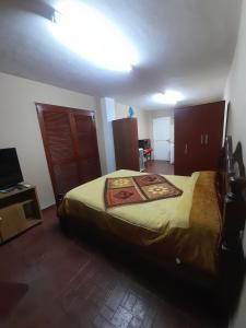 um quarto com uma cama e uma televisão num quarto em Valentino Apart II em Jesús María