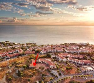 an aerial view of a town next to the ocean at Casa di Giovanna in Scalea