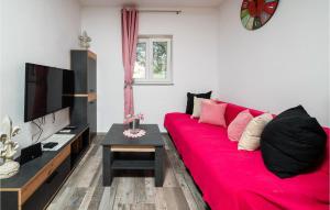 佩羅傑的住宿－1 Bedroom Nice Home In Peroj，客厅配有红色沙发和电视
