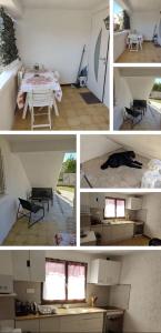 a group of four pictures of a room with a table at la picarde in La Seyne-sur-Mer