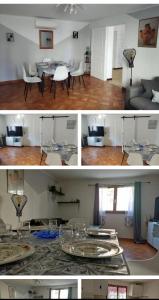 two pictures of a living room and a dining room at la picarde in La Seyne-sur-Mer