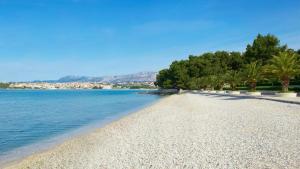 a beach with trees and the water on a sunny day at Madunić in Podstrana