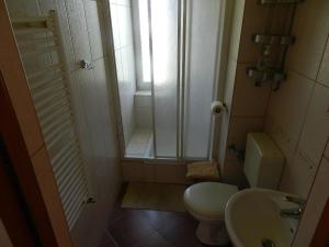 a small bathroom with a toilet and a sink at Pokoje gościnne u Zosi Krościenko in Krościenko