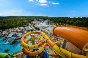 an aerial view of an amusement park with a water slide at Ap.Galerija Istok-Zapad 2 - "Very cozy" in Rovinj