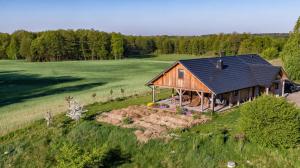 an overhead view of a house in a field at Żurawi Jar in Wąbrzeźno