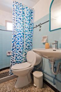 bagno con servizi igienici e lavandino di Traditional Karpathian house a Karpathos