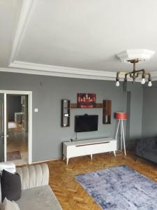 ein Wohnzimmer mit einem Sofa und einem TV in der Unterkunft Mardy Deluxe Houses in Istanbul