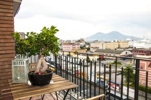 una maceta sentada en una mesa en un balcón en Il Faro, en Nápoles