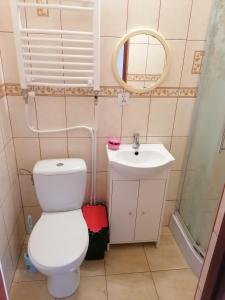 Bathroom sa Pokoje z łazienkami nad Jeziorem Serwy