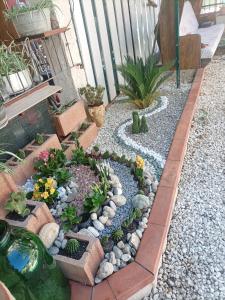un giardino con rocce e piante in un cortile di La Casa In Pietra a Santa Caterina Villarmosa