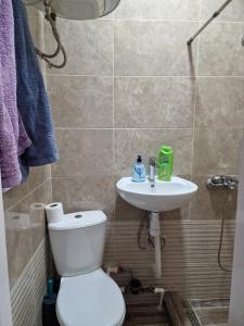 ein Bad mit einem WC und einem Waschbecken in der Unterkunft Apartament modern in Bălţi