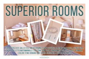 a flyer for a store with four photos of a room at Ancóramare in Stintino
