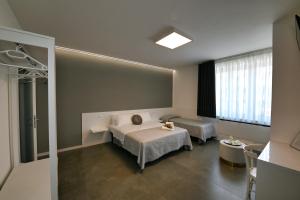 1 dormitorio con cama y espejo en una habitación en B & B Dal Barone en Sulmona