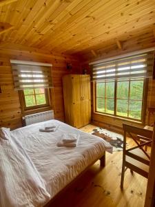 a bedroom with a bed in a wooden cabin at Magia di montagna in Žabljak