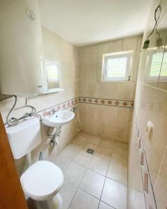 a bathroom with a toilet and a sink at Villa Djekovic in Čanj