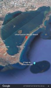 un mapa de la playa de marmita en el océano en The Manga Beach Sea view Studio - 3 mins walking from sandy beach - Fibre-Wifi & Airco, en La Manga del Mar Menor