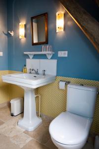 a bathroom with a sink and a toilet at Jan's place in Burgundy in Écuelles