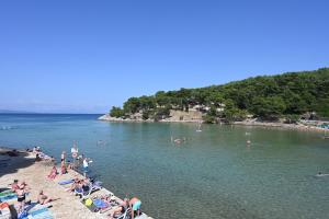 a group of people swimming in the water at a beach at Apartment Mina Dream in Jelsa