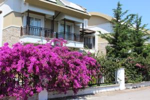 a house with purple flowers in front of it at Sultan Homes Apartments 1 in Kemer