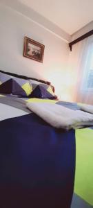 1 Schlafzimmer mit 2 Betten und einem Fenster in der Unterkunft Apartments Trpenoski in Ohrid