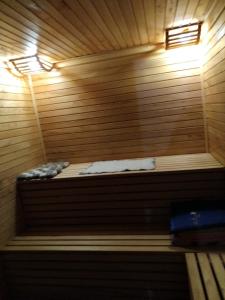 eine Sauna mit einer Lampe darüber in der Unterkunft Brvnara Ruska sauna in Čajetina