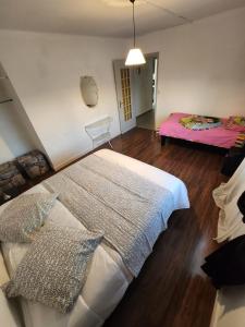 een slaapkamer met een groot bed in een kamer bij Appartement in Genay