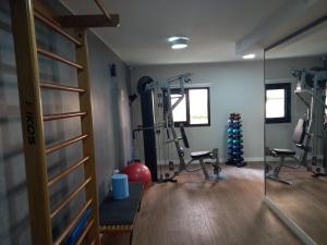 einen Fitnessraum mit zwei Laufbändern in einem Zimmer in der Unterkunft Lindo Apartamento na Frei Caneca in São Paulo
