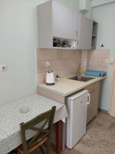 a small kitchen with a counter and a sink at Ammogion in Tolo