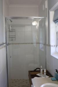 een douche met een glazen deur in de badkamer bij The Symphony in Durban