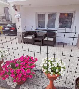 Villa Krysia 50 m do morza的阳台或露台