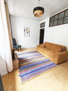 sala de estar con sofá y alfombra en Appartement Saint Jean 2 Cosy et Confort, en Villefranche-de-Conflent