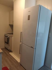 uma cozinha com um frigorífico e um fogão em Olgas apartment em Tromsø