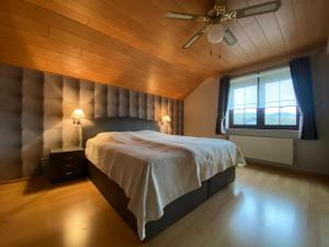 a bedroom with a bed and a ceiling fan at Hébergement à 20 min à pied du circuit Spa-Francorchamps in Malmedy