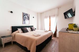 a bedroom with a bed and a television in it at Blanca Boutique BnB in Jávea