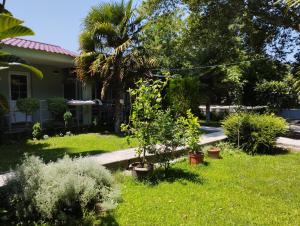 a house with a yard with trees and plants at Vila Katerina Dojran in Star Dojran