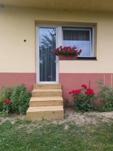 a house with a window with a flower box at Apartamenty w Pieninach in Sromowce Wyżne