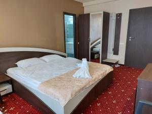 - une chambre avec un lit et une robe dans l'établissement HOTEL CARMINA, à Rânca