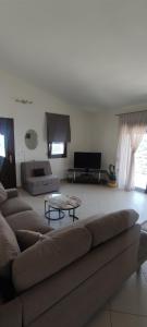 a living room with a couch and a table at Anna Maria Apartment in Skala Marion