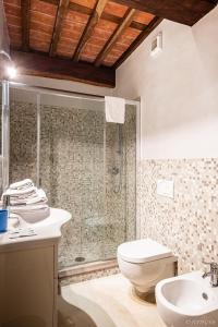 a bathroom with a shower and a toilet and a sink at Alessandra Apartment in Lucca