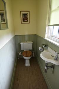 a bathroom with a toilet and a sink at SHEPHERDS HUT in Kent