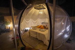 a bedroom with a bed in a glass dome at Piedigrotta b&b Luxury in Pizzo