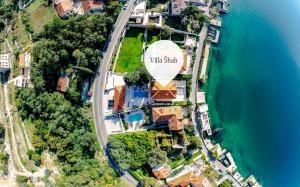 an island with a sign that reads viking island at Villa Shah Complex in Kotor