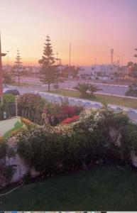 vista su un parco fiorito e su una strada di شقة في Sidi Bouzid عطلة في مصيف رائع a Sidi Bouzid